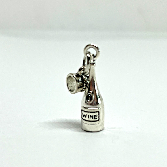 Jewelry - Silver Wine Bottle Charm Dangle Bail Bead for European Bracelet Fit 3-D Wedding